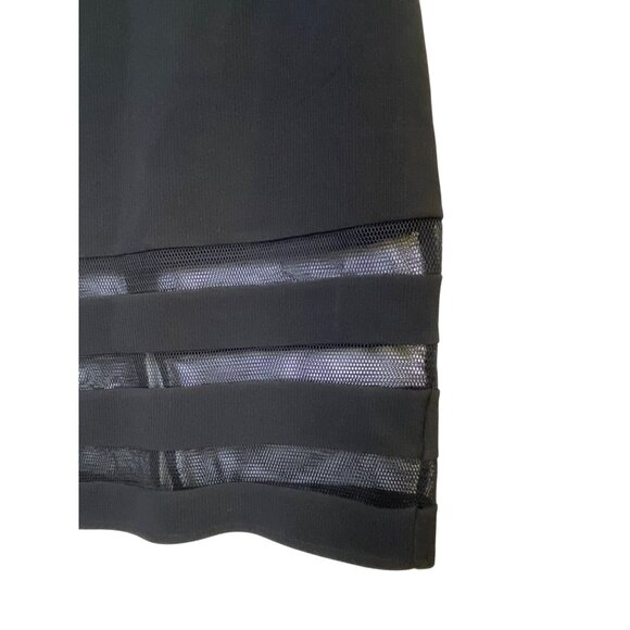 Black Pencil Skirt With Mesh Panel Accents‎ Size Large Sexy Stretch Bodycon Club - Picture 3 of 4